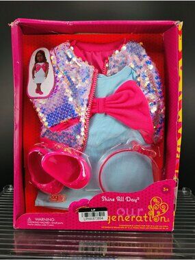 Our Generation Doll Outfit Shine All Day Sequin Jacket & Bow Dress